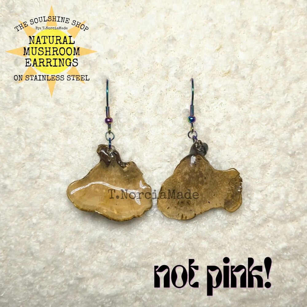 Not Pink! Natural Mushroom Earrings